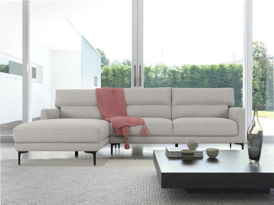 Contemporary Dove Gray Squared Edge Left Facing Sectional Sofa By Homeroots | Sectional | Modishstore