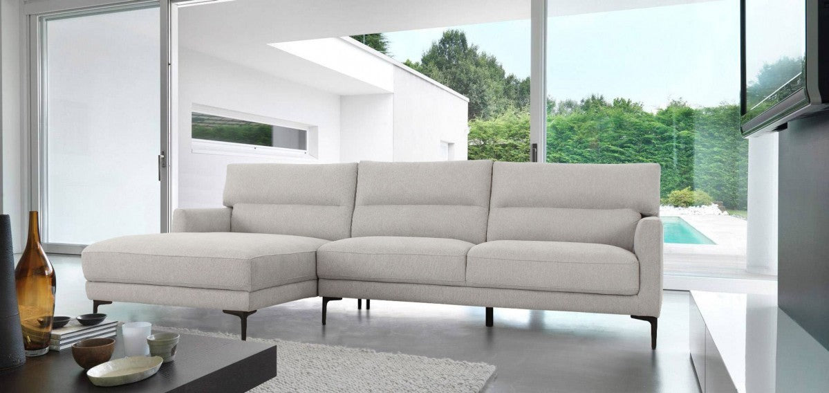 Contemporary Dove Gray Squared Edge Left Facing Sectional Sofa By Homeroots | Sectional | Modishstore - 2