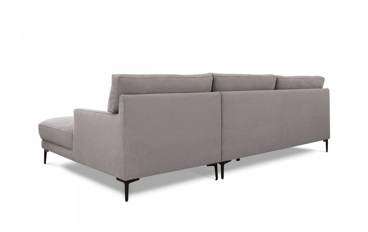 Contemporary Soft Gray Squared Edge Right Facing Sectional Sofa By Homeroots | Sectional | Modishstore - 2