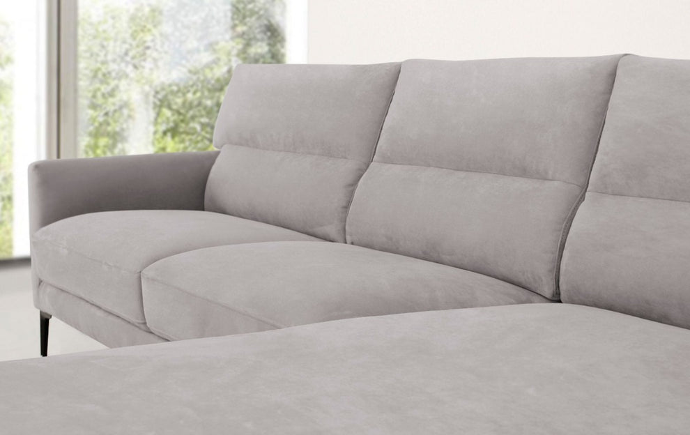 Contemporary Soft Gray Squared Edge Right Facing Sectional Sofa By Homeroots | Sectional | Modishstore - 3