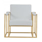 Stylish White Leatherette And Gold Steel Chair By Homeroots | Accent Chairs | Modishstore - 2
