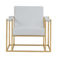 Stylish White Leatherette And Gold Steel Chair By Homeroots | Accent Chairs | Modishstore - 3