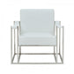 Stylish White Leatherette And Steel Chair By Homeroots | Accent Chairs | Modishstore