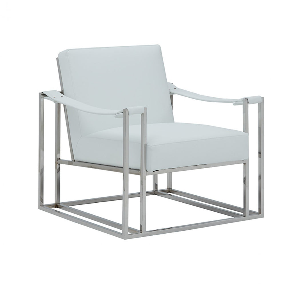 Stylish White Leatherette And Steel Chair By Homeroots | Accent Chairs | Modishstore - 5