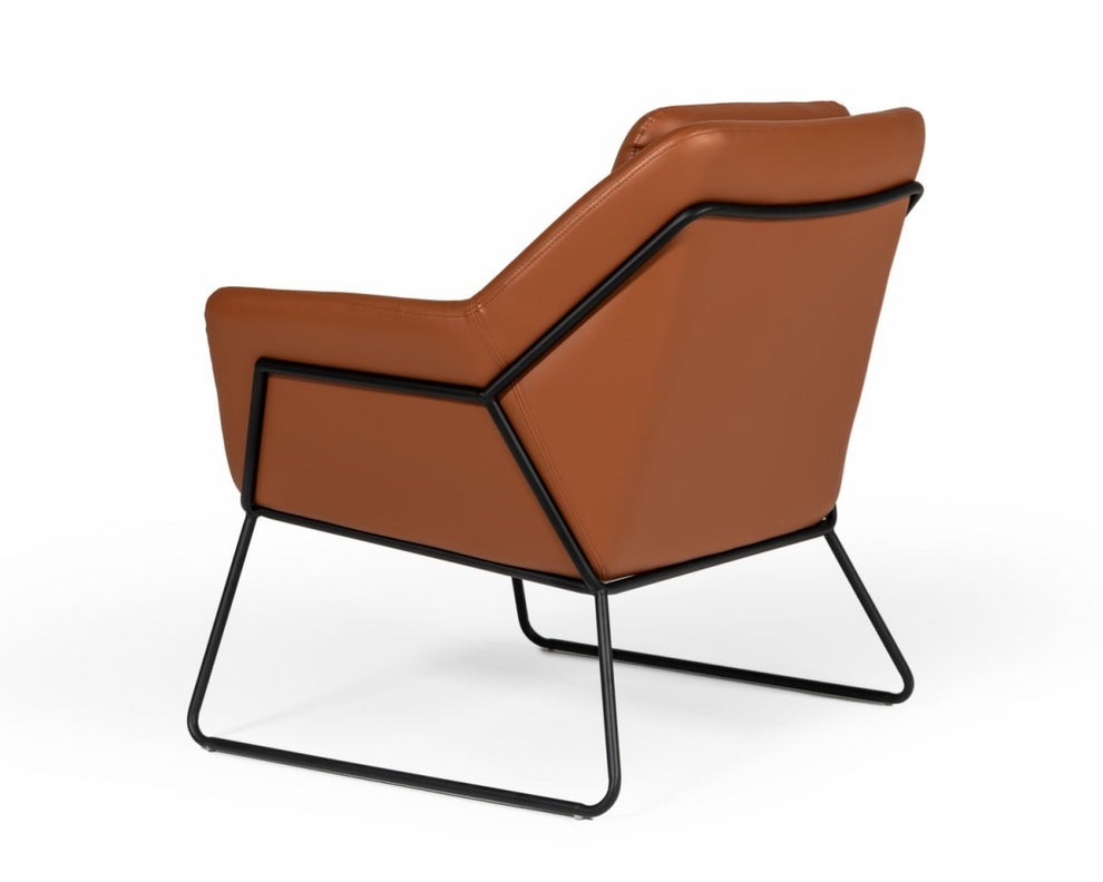 Industrial Brown Eco Leather And Black Metal Chair By Homeroots | Accent Chairs | Modishstore - 5