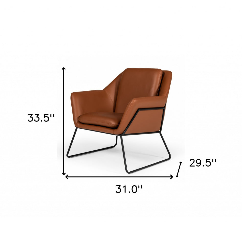 Industrial Brown Eco Leather And Black Metal Chair By Homeroots | Accent Chairs | Modishstore - 8