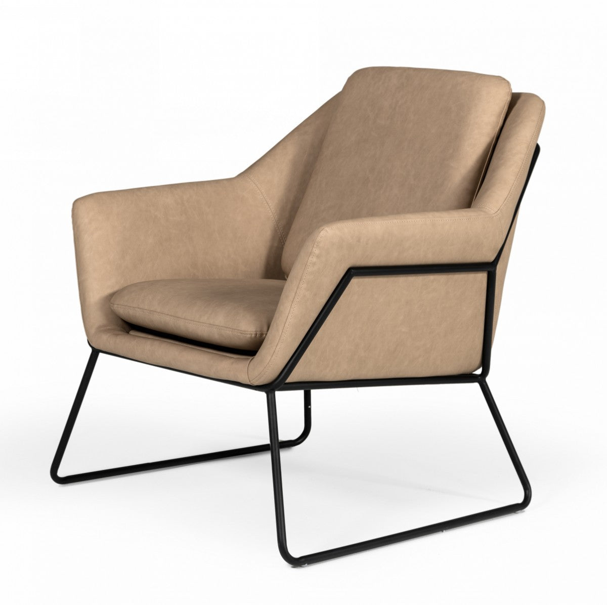 Industrial Taupe Faux Leather And Black Accent Chair By Homeroots | Accent Chairs | Modishstore - 2
