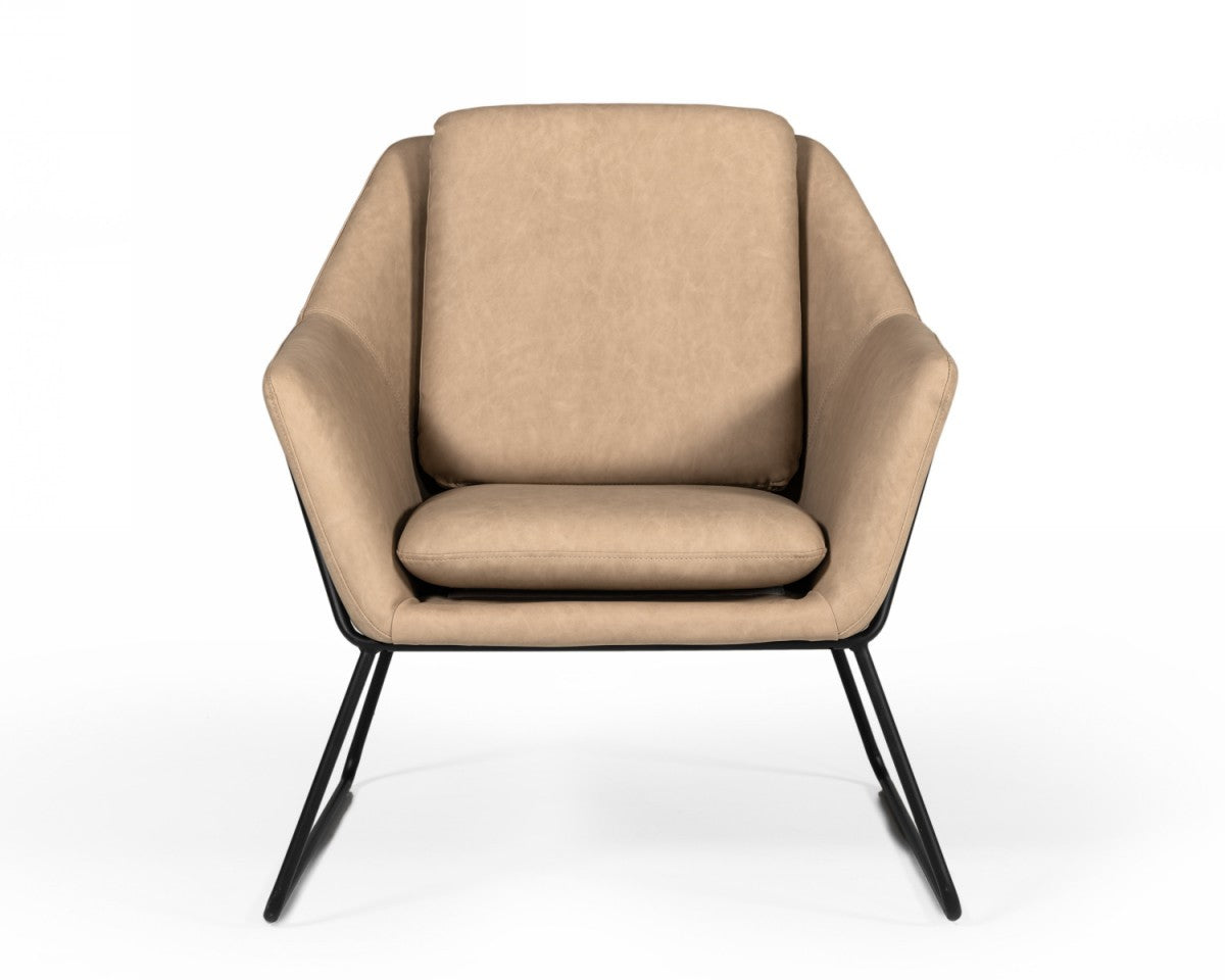 Industrial Taupe Faux Leather And Black Accent Chair By Homeroots | Accent Chairs | Modishstore - 3