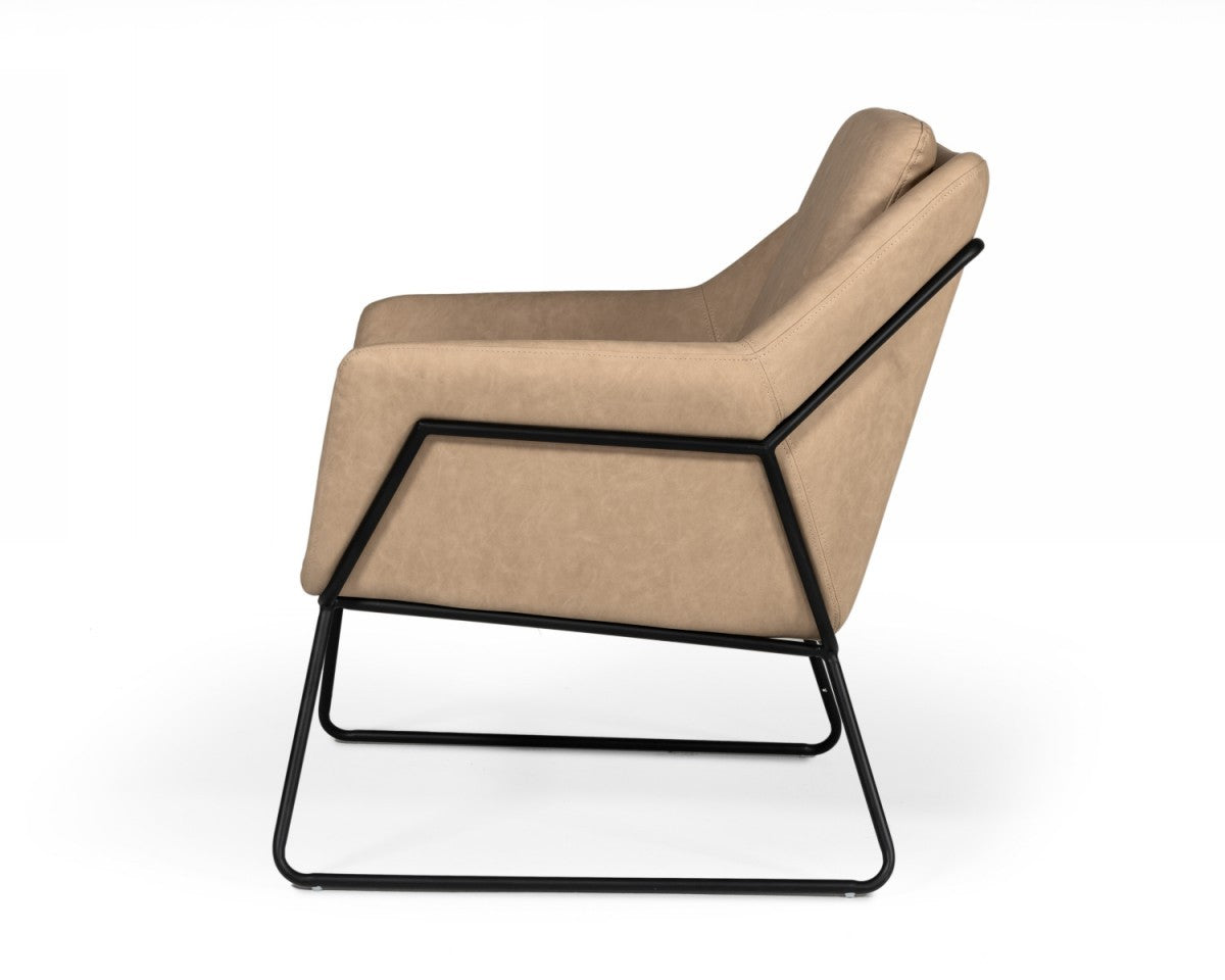 Industrial Taupe Faux Leather And Black Accent Chair By Homeroots | Accent Chairs | Modishstore - 4