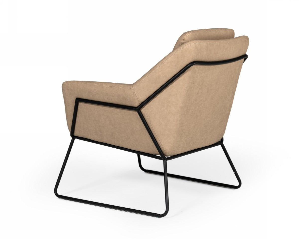 Industrial Taupe Faux Leather And Black Accent Chair By Homeroots | Accent Chairs | Modishstore - 5