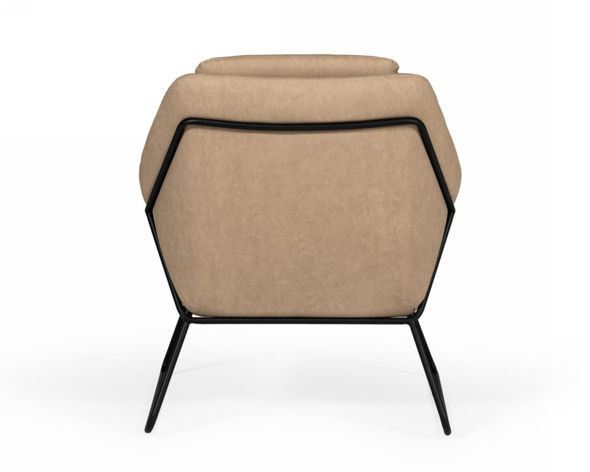 Industrial Taupe Faux Leather And Black Accent Chair By Homeroots | Accent Chairs | Modishstore - 6