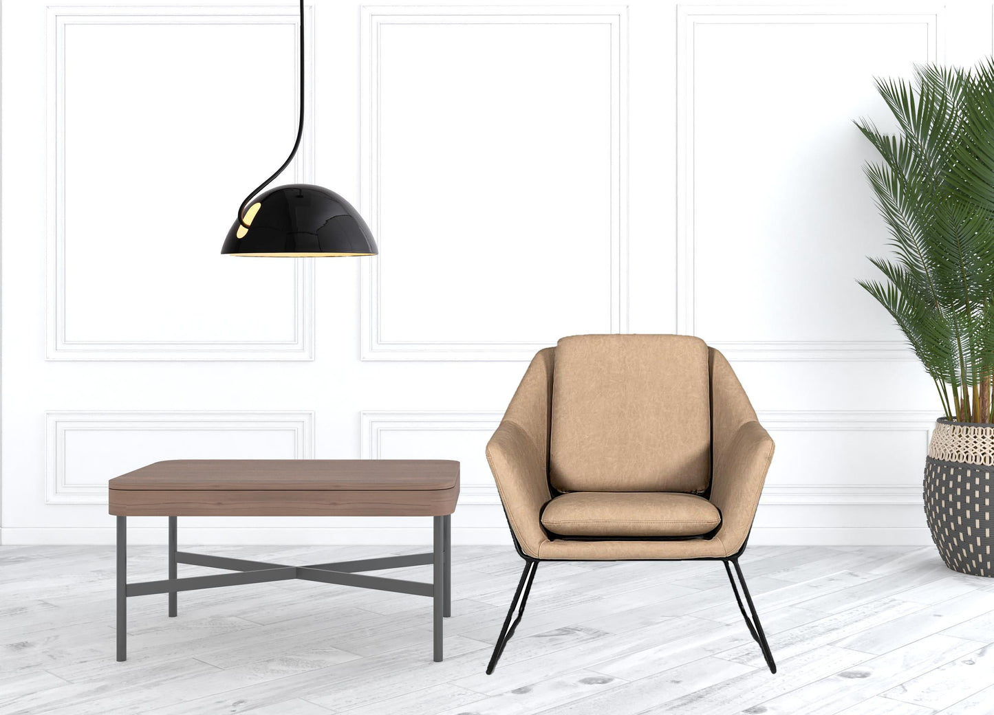 Industrial Taupe Faux Leather And Black Accent Chair By Homeroots | Accent Chairs | Modishstore
