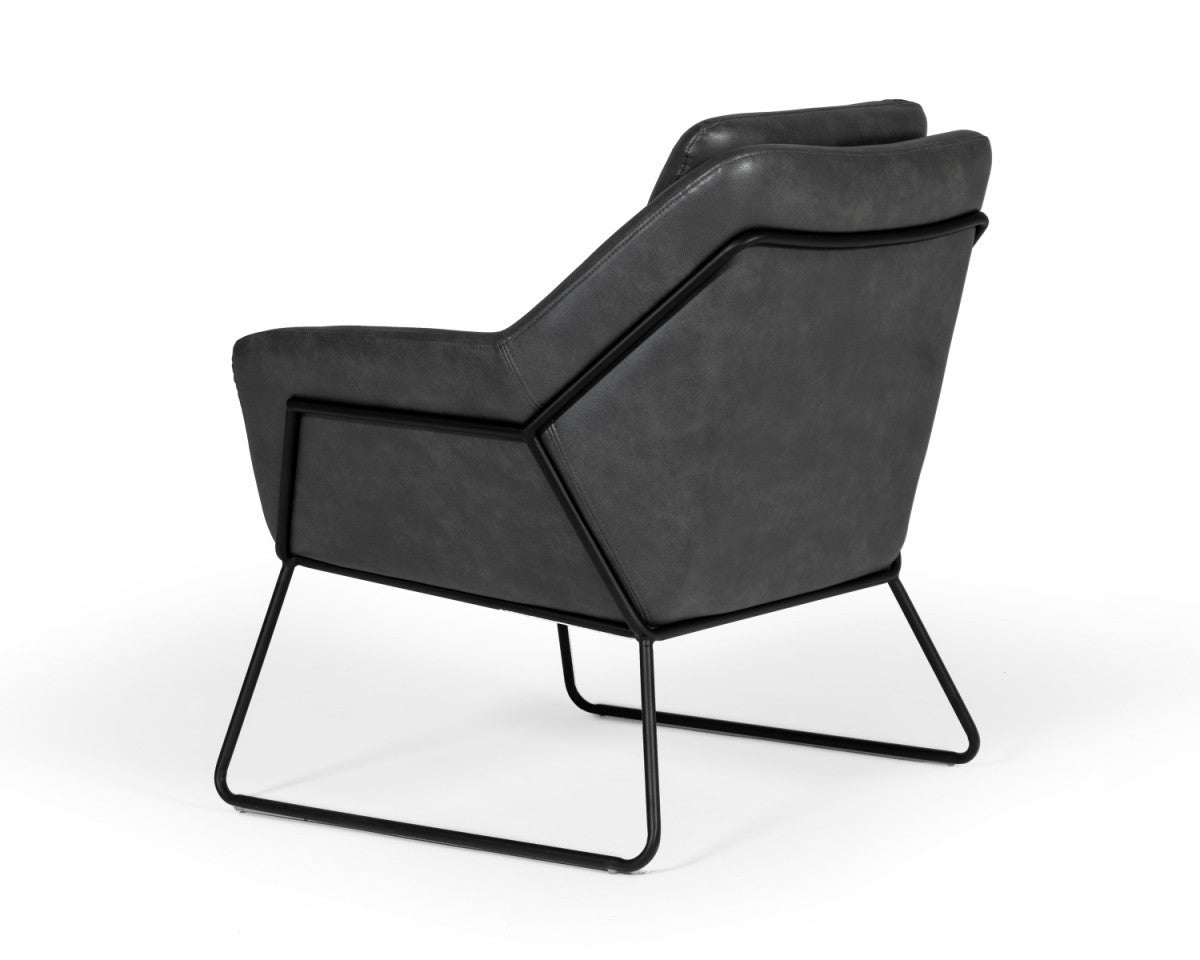 Industrial Grey Faux Leather And Black Accent Chair By Homeroots | Accent Chairs | Modishstore - 5