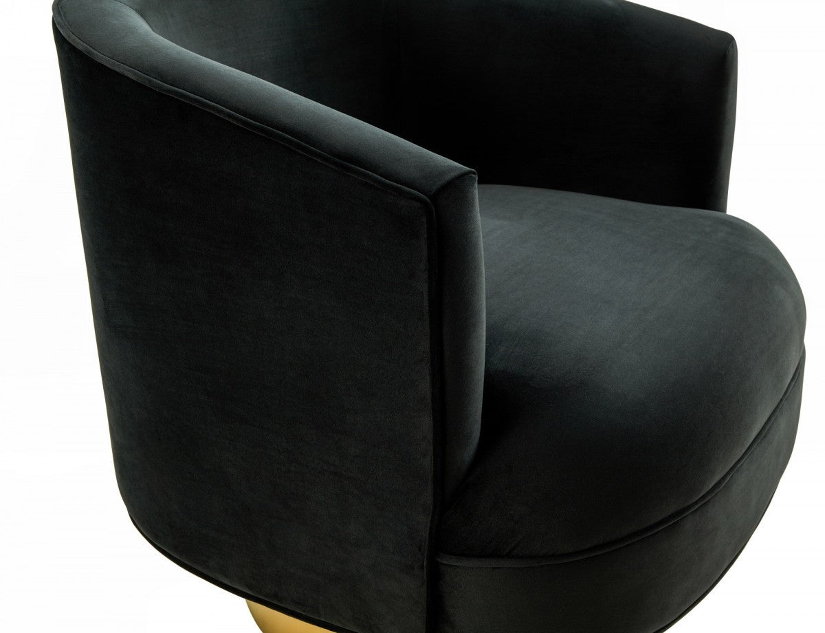 Modern Black and Gold Velvet Accent Chair By Homeroots | Accent Chairs | Modishstore - 5