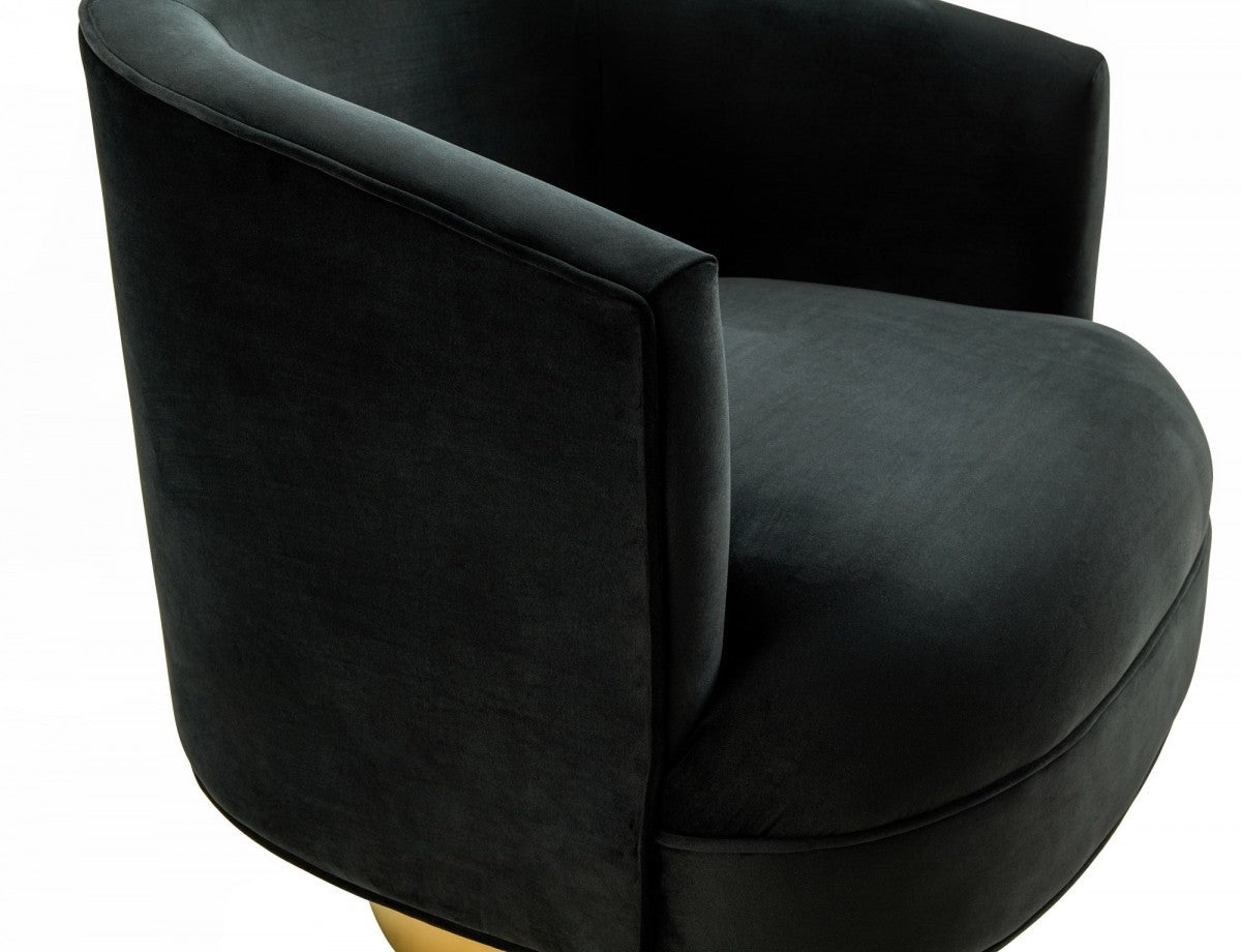 Modern Black and Gold Velvet Accent Chair By Homeroots | Accent Chairs | Modishstore - 6
