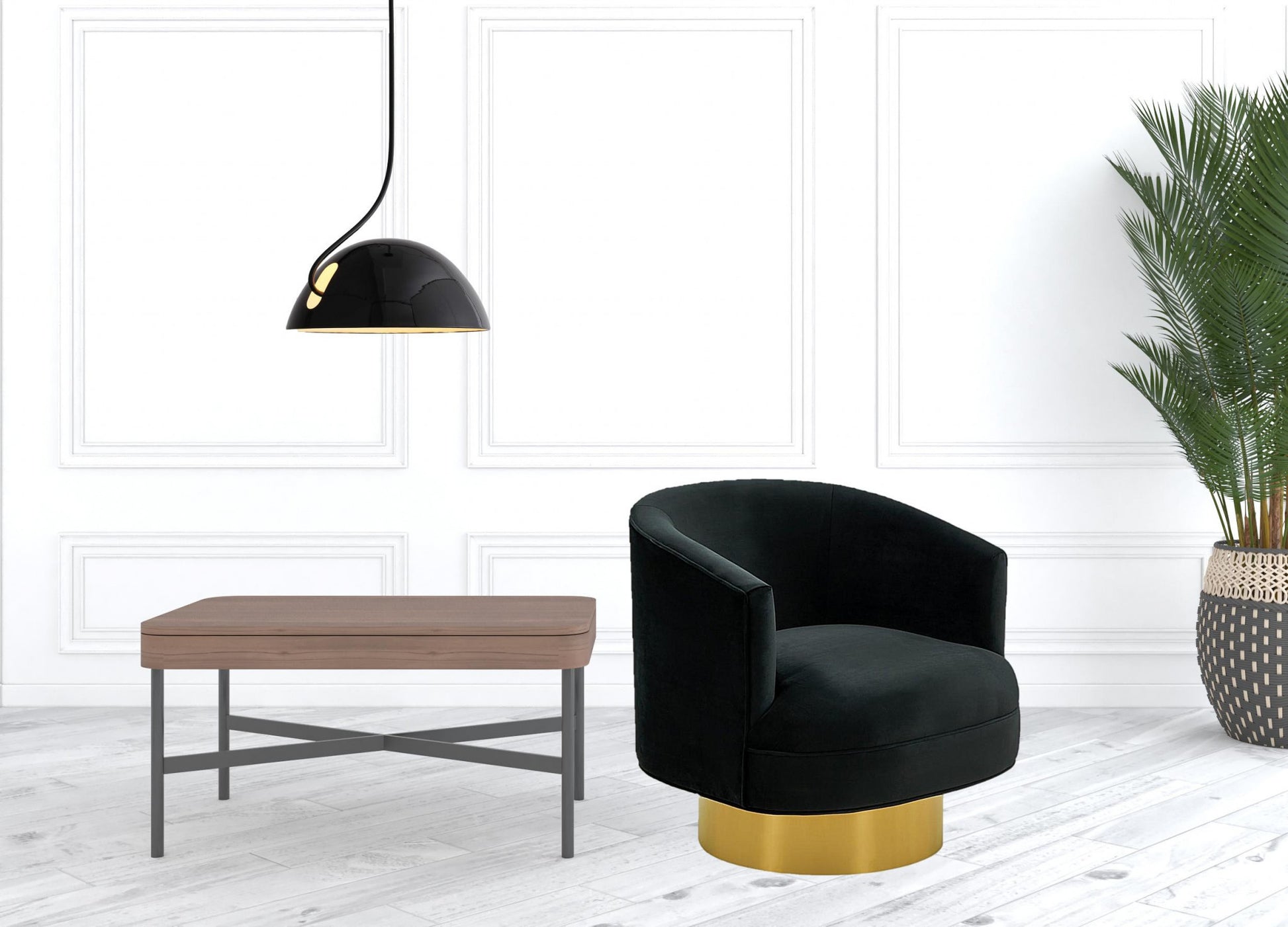 Modern Black and Gold Velvet Accent Chair By Homeroots | Accent Chairs | Modishstore