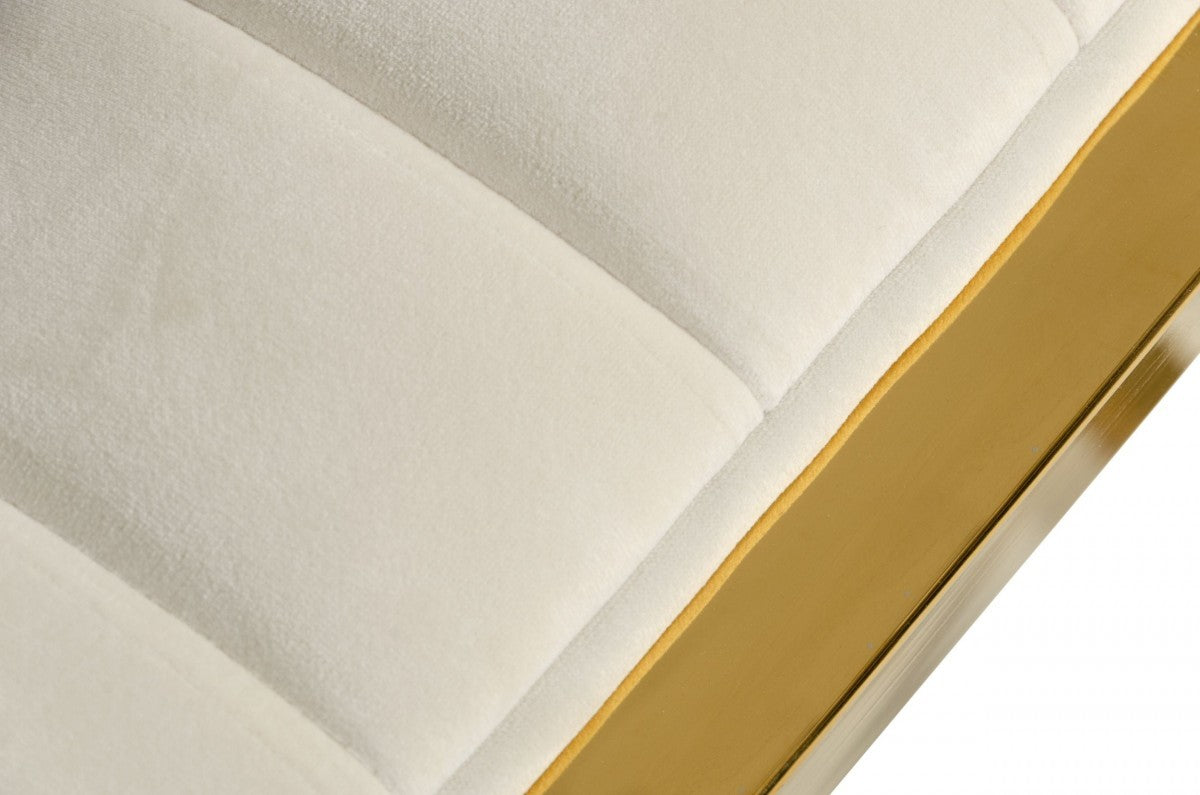 Industrial Off White Velvet And Gold Steel Chair By Homeroots | Accent Chairs | Modishstore - 7