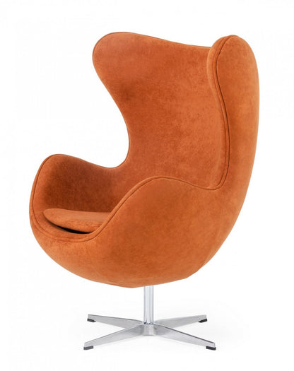 Stylish Mid Century Dark Orange Fabric Swivel Accent Chair By Homeroots | Accent Chairs | Modishstore - 2