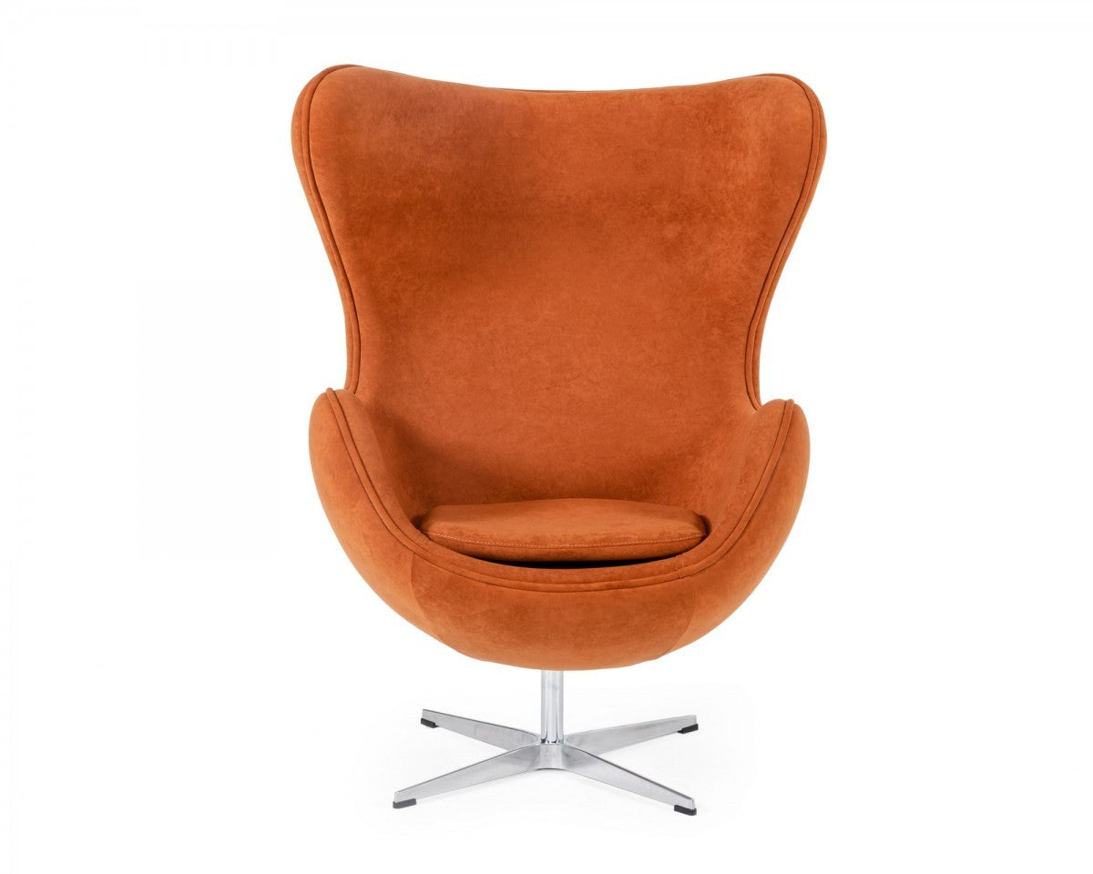 Stylish Mid Century Dark Orange Fabric Swivel Accent Chair By Homeroots | Accent Chairs | Modishstore - 2