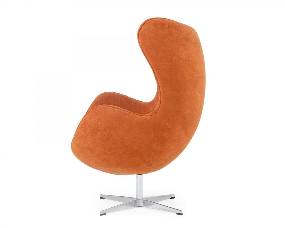 Stylish Mid Century Dark Orange Fabric Swivel Accent Chair By Homeroots | Accent Chairs | Modishstore - 3
