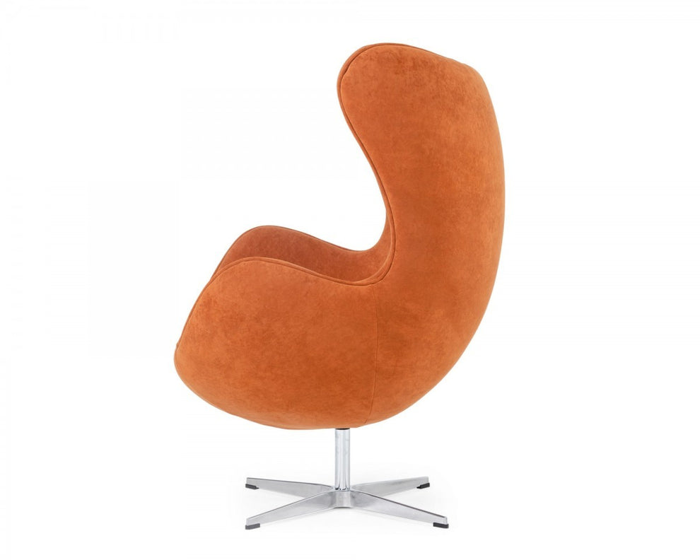 Stylish Mid Century Dark Orange Fabric Swivel Accent Chair By Homeroots | Accent Chairs | Modishstore - 4