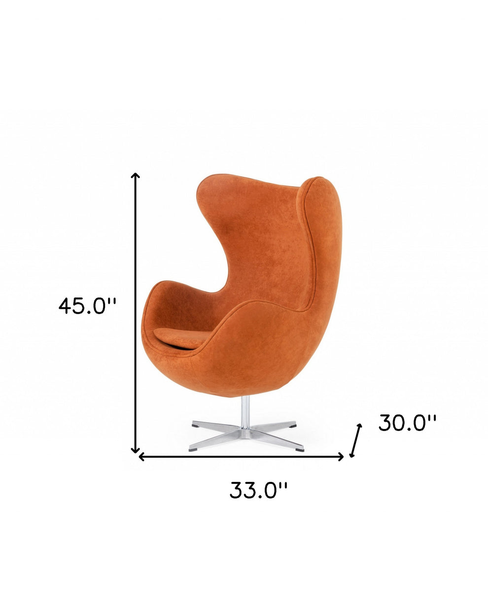 Stylish Mid Century Dark Orange Fabric Swivel Accent Chair By Homeroots | Accent Chairs | Modishstore - 7