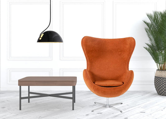 Stylish Mid Century Dark Orange Fabric Swivel Accent Chair By Homeroots | Accent Chairs | Modishstore - 7