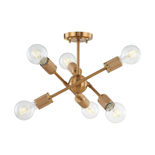 Module 6-Light semi flush mount in Burnished Brass ELK Lighting | Ceiling Lamps | Modishstore