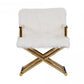 Stylish White Faux Fur And Gold Steel Chair By Homeroots | Accent Chairs | Modishstore - 2