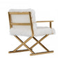 Stylish White Faux Fur And Gold Steel Chair By Homeroots | Accent Chairs | Modishstore - 4