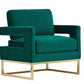 Stylish Green Velvet And Gold Steel Chair By Homeroots | Accent Chairs | Modishstore