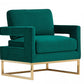 Stylish Green Velvet And Gold Steel Chair By Homeroots | Accent Chairs | Modishstore - 2