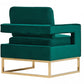 Stylish Green Velvet And Gold Steel Chair By Homeroots | Accent Chairs | Modishstore - 5