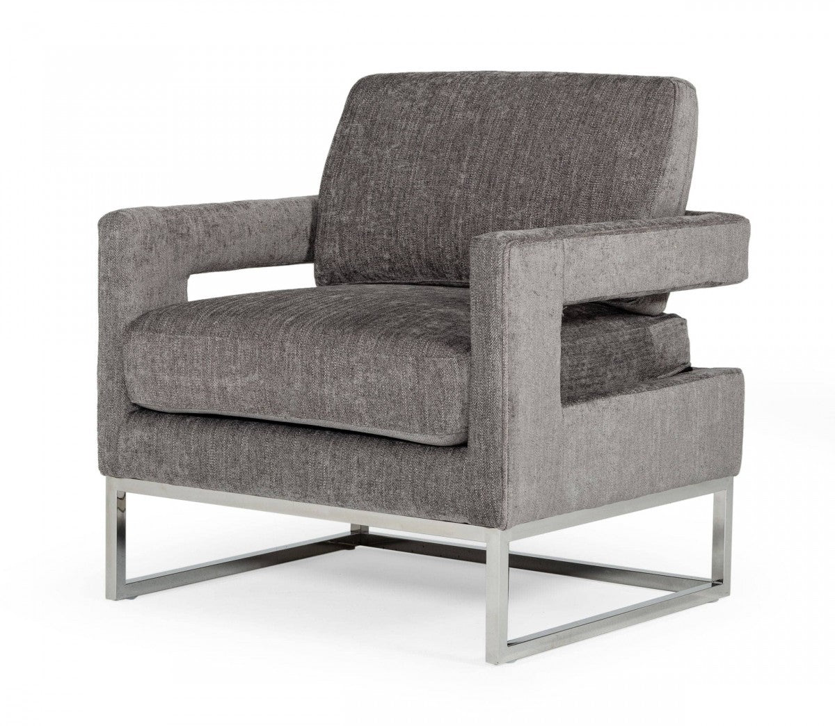 Stylish Dark Grey Velvet And Steel Chair By Homeroots | Accent Chairs | Modishstore