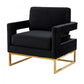 Stylish Black Velvet And Gold Steel Chair By Homeroots | Accent Chairs | Modishstore