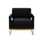 Stylish Black Velvet And Gold Steel Chair By Homeroots | Accent Chairs | Modishstore - 2