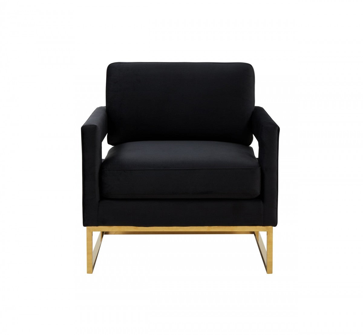 Stylish Black Velvet And Gold Steel Chair By Homeroots | Accent Chairs | Modishstore - 2