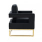 Stylish Black Velvet And Gold Steel Chair By Homeroots | Accent Chairs | Modishstore - 3