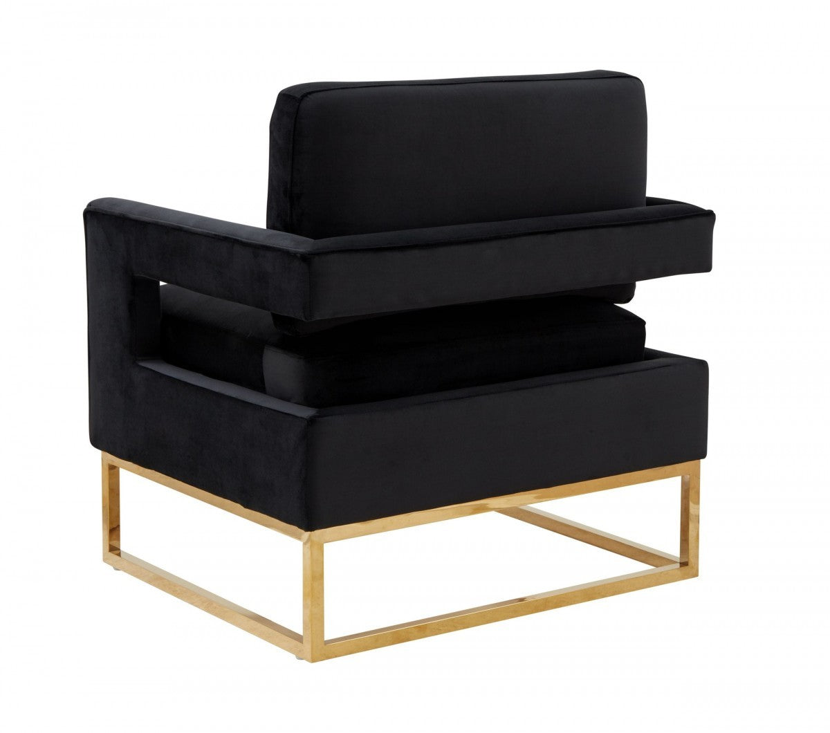 Stylish Black Velvet And Gold Steel Chair By Homeroots | Accent Chairs | Modishstore - 4