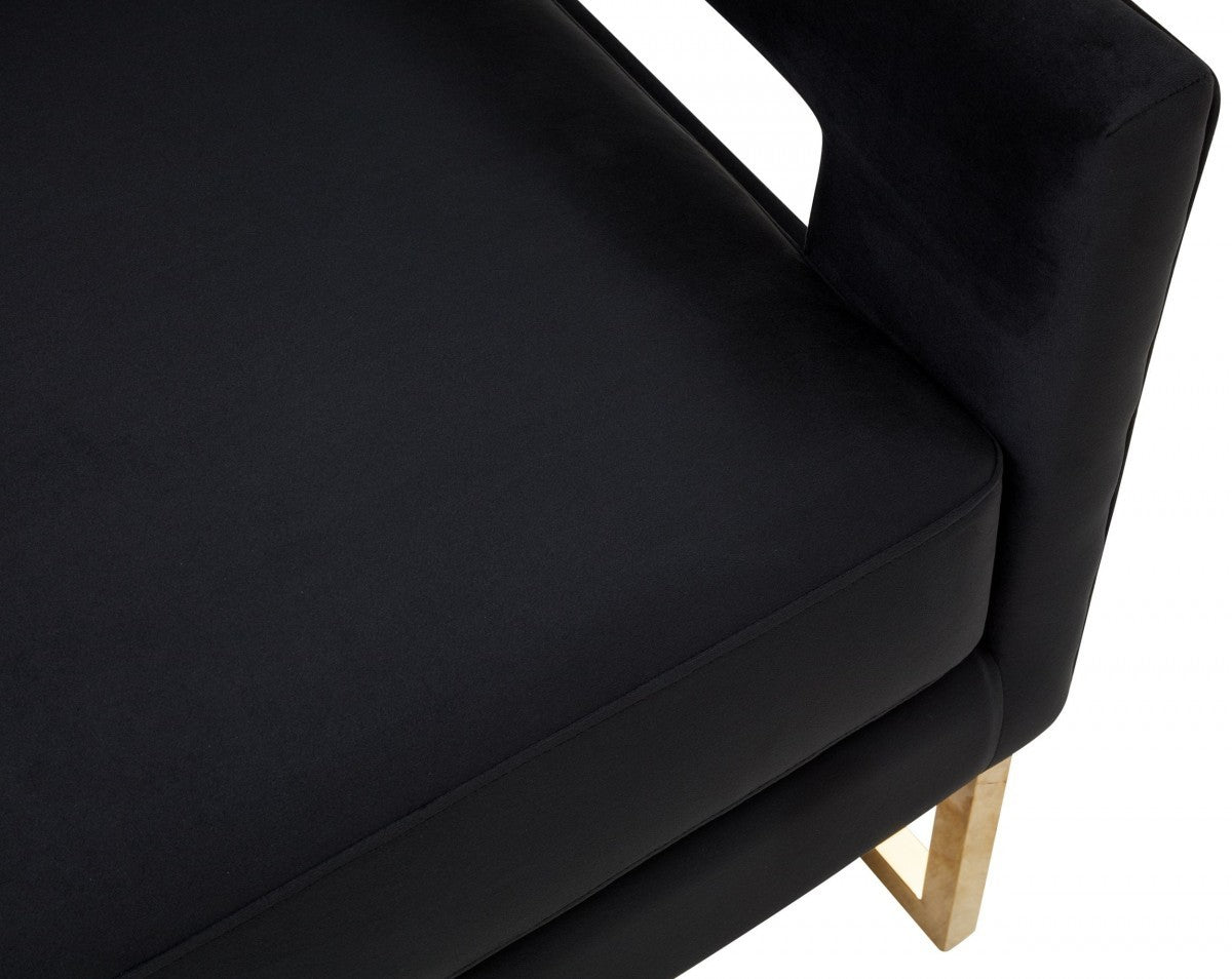 Stylish Black Velvet And Gold Steel Chair By Homeroots | Accent Chairs | Modishstore - 5