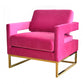 Stylish Pink Velvet And Gold Steel Chair By Homeroots | Accent Chairs | Modishstore