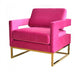 Stylish Pink Velvet And Gold Steel Chair By Homeroots | Accent Chairs | Modishstore