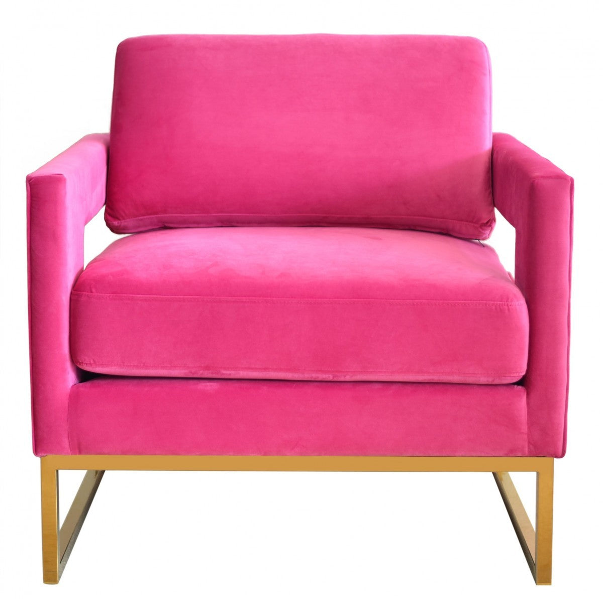 Stylish Pink Velvet And Gold Steel Chair By Homeroots | Accent Chairs | Modishstore - 2