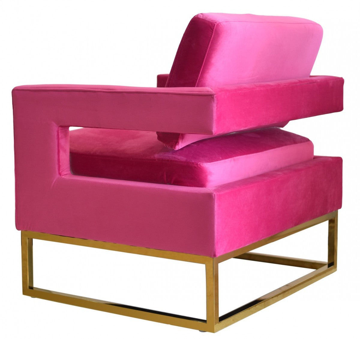Stylish Pink Velvet And Gold Steel Chair By Homeroots | Accent Chairs | Modishstore - 4