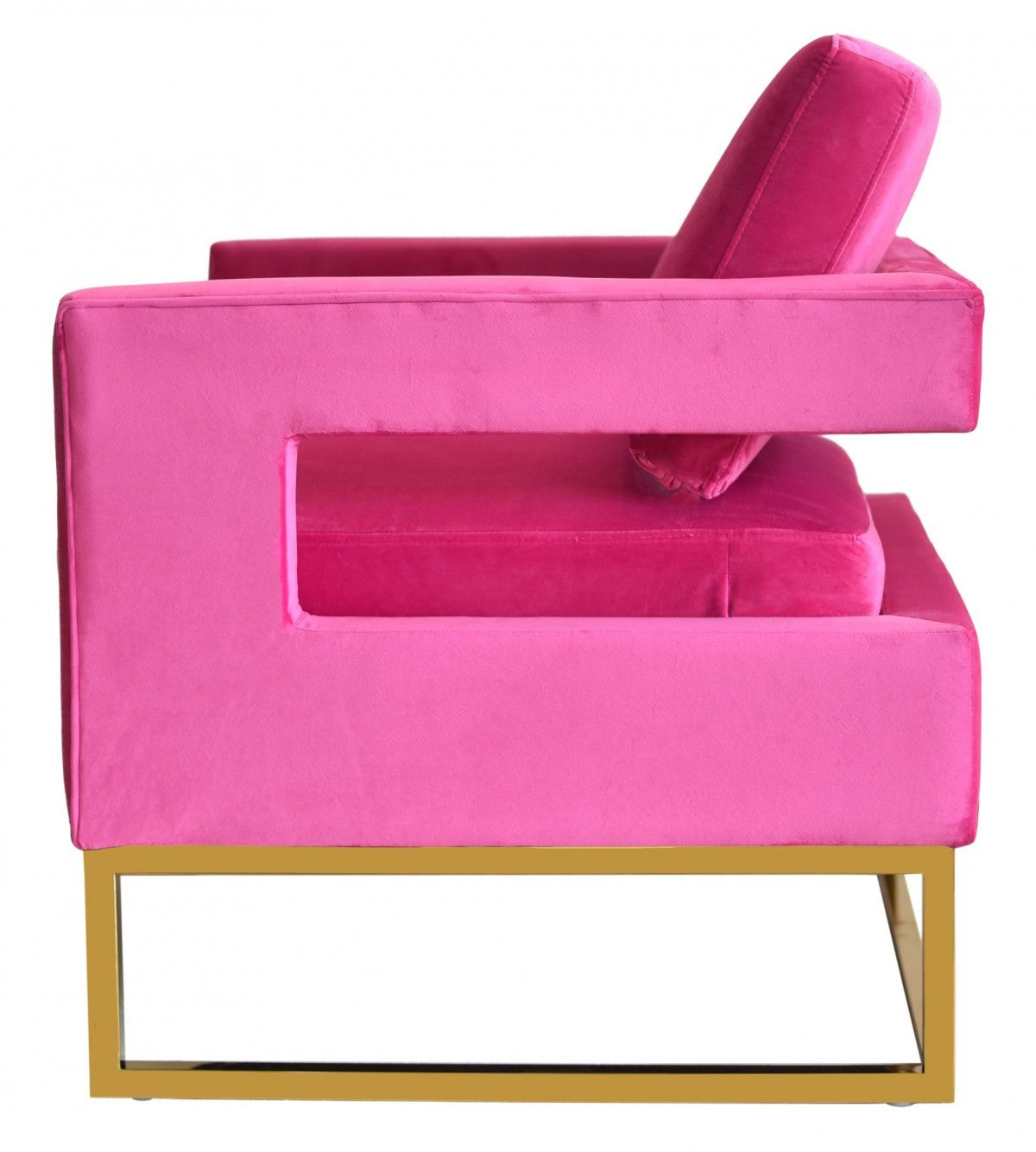 Stylish Pink Velvet And Gold Steel Chair By Homeroots | Accent Chairs | Modishstore - 5