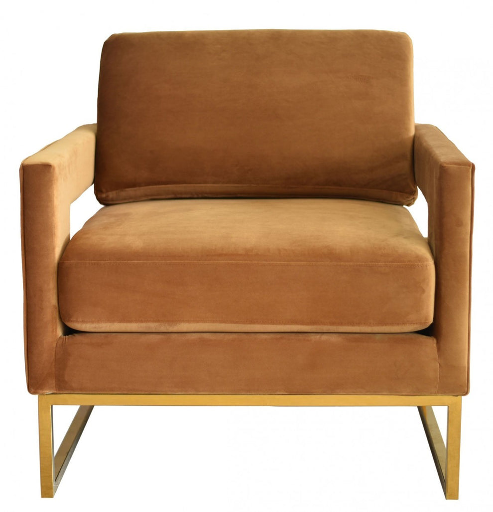 Stylish Pink Velvet And Gold Steel Chair By Homeroots | Accent Chairs | Modishstore - 7