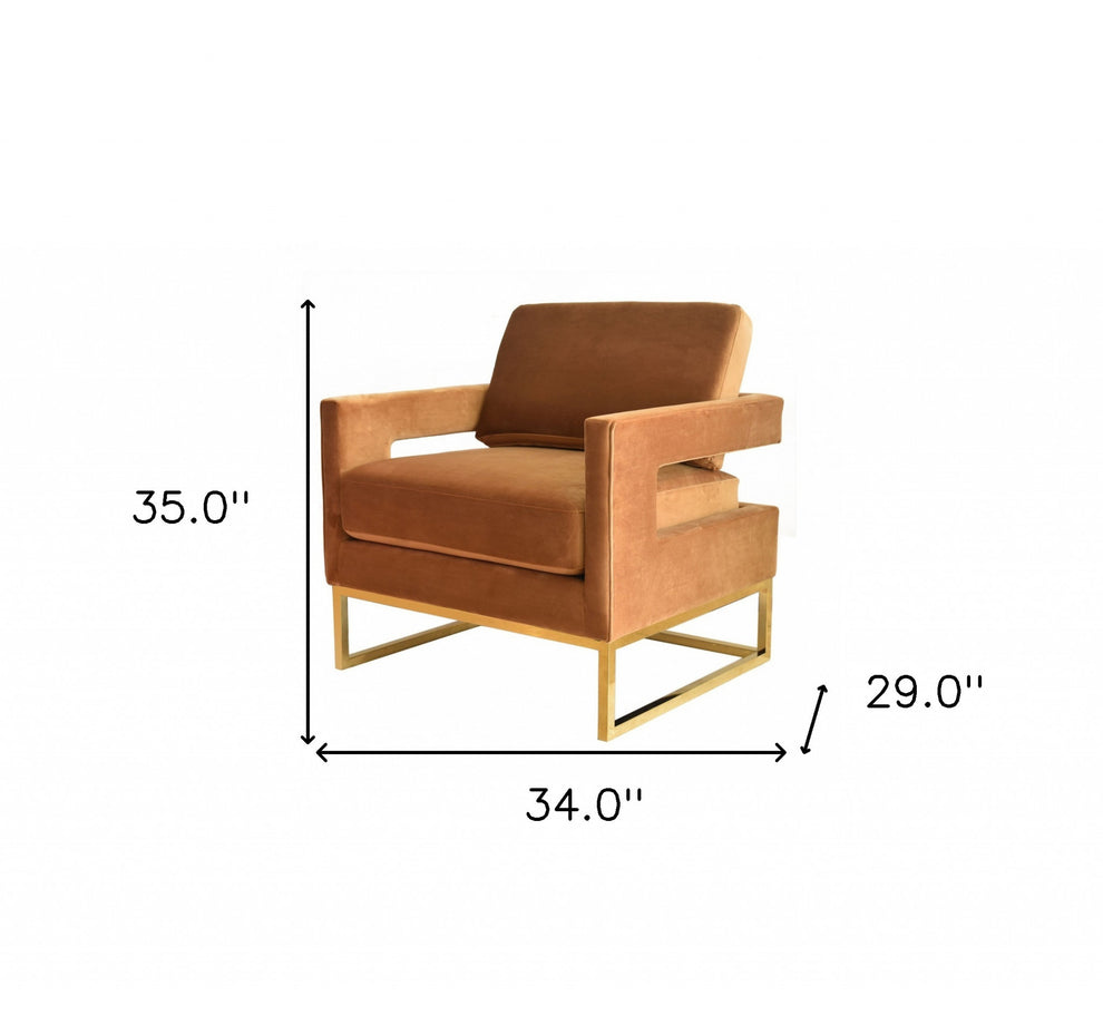 Stylish Pink Velvet And Gold Steel Chair By Homeroots | Accent Chairs | Modishstore - 11