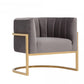 Glam Gray and Gold Channel Tufted Velvet Accent Chair By Homeroots | Accent Chairs | Modishstore