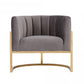 Glam Gray and Gold Channel Tufted Velvet Accent Chair By Homeroots | Accent Chairs | Modishstore - 2