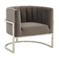 Glam Grey and Steel Channel Tufted Velvet Accent Chair By Homeroots | Accent Chairs | Modishstore